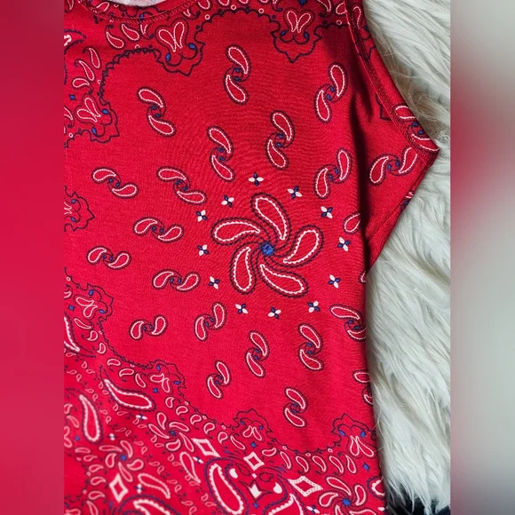 LuLaRoe Red Bandana Print Tank Top - Picture 3 of 4